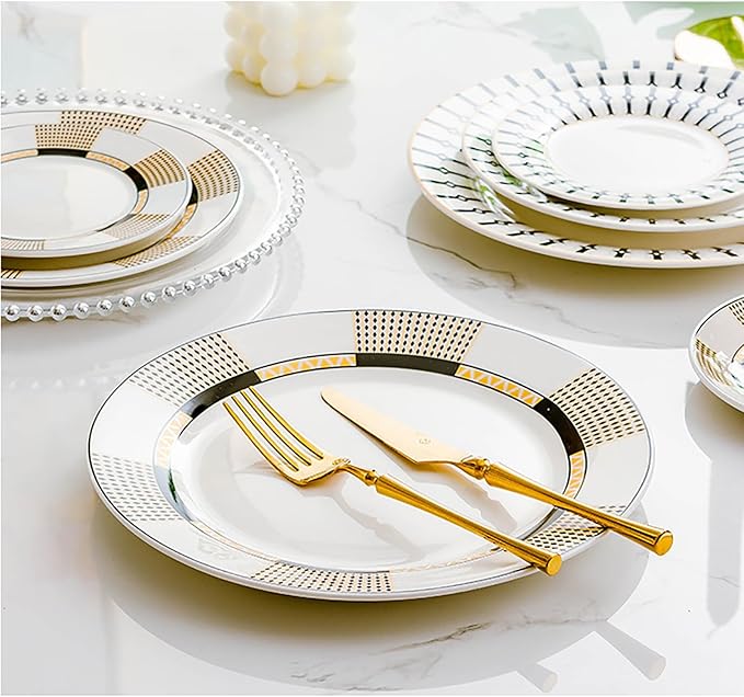 bone china dinnerware set tableware set 24-piece dish set for 6 dinner plate set cups and plates sets for kitchen round plates dishwasher safe kitchen dishes set for housewarmingpartydinner