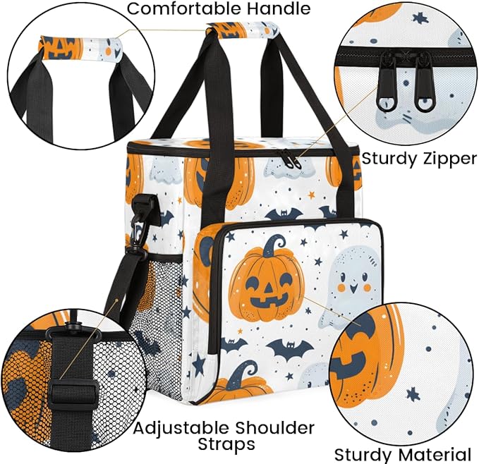 Magical Pumpkin Coffee Maker Carrying Bag Retro Pumpkin Travel Storage Bag Compatible with K-Mini or K-Mini Plus Single Serve Coffee Brewer Carrying Case with Multiple Pockets &amp Shoulder Strap
