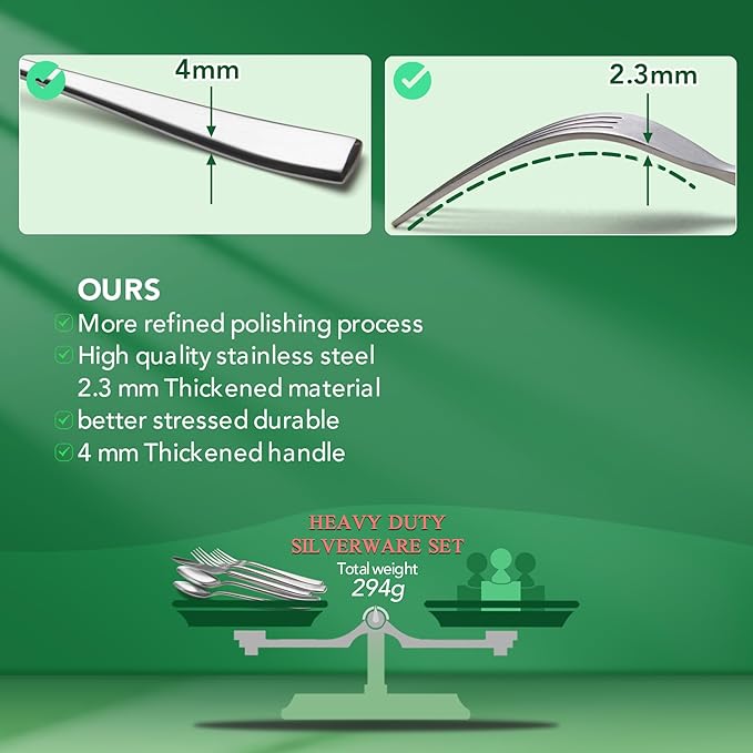 40 Piece Silverware Set Service for 8 EIUBUIE Premium Stainless Steel Cutlery Set Matte Finish Flatware Sets Durable Solid Modern Kitchen Tableware Eating Utensil Sets Include Spoons Forks Knives