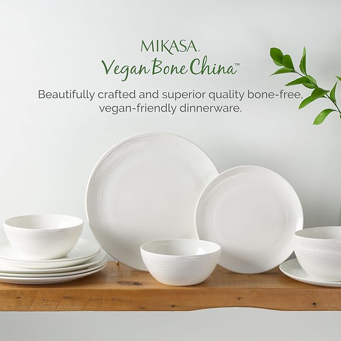 Mikasa Mirabel Vegan Bone China Chip Resistant 12 Piece Dinnerware Set Service for 4