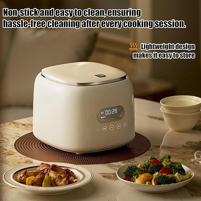 2.5L Portable Rice Cooker Low Sugar Rice Cooker 8 Cooking Modes Stainless Steel Inner Pot and Steamer