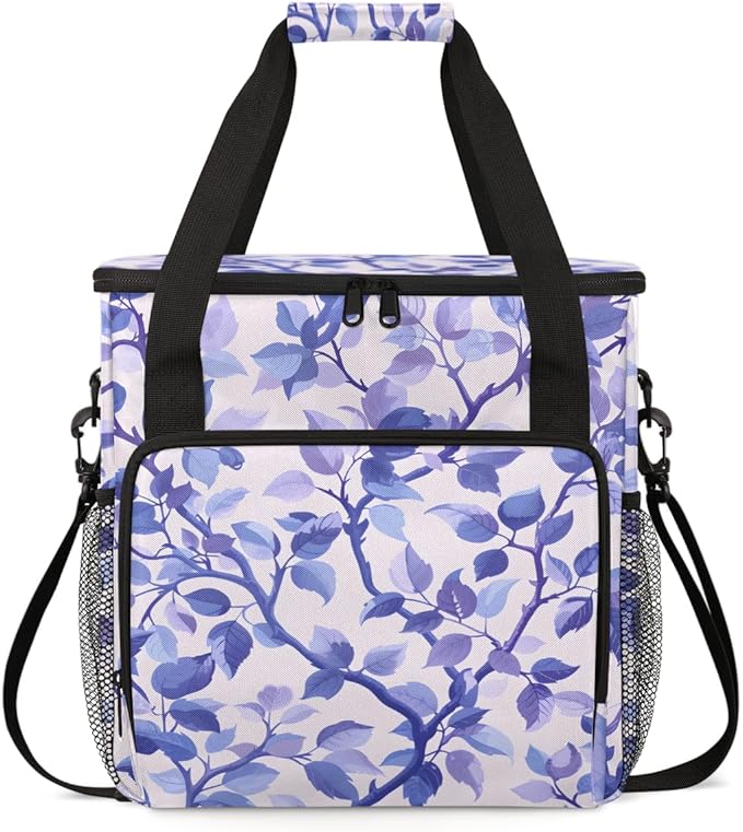 Pastel Flower Coffee Maker Carrying Bag Portable Travel Storage Tote Bag Compatible with K-Mini or K-Mini Plus Single Serve Coffee Brewer Carrying Case with Multiple Pockets &amp Shoulder Strap