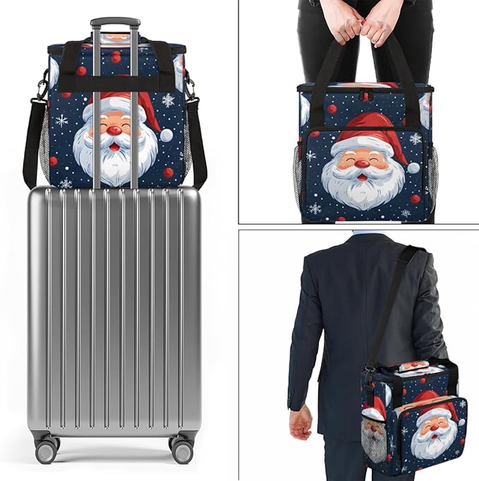 Dreamy Santa Claus Coffee Maker Carrying Bag Cartoon Santa Claus Travel Storage Bag Compatible with K-Mini or K-Mini Plus Single Serve Coffee Brewer Carrying Case with Pockets &amp Shoulder Strap