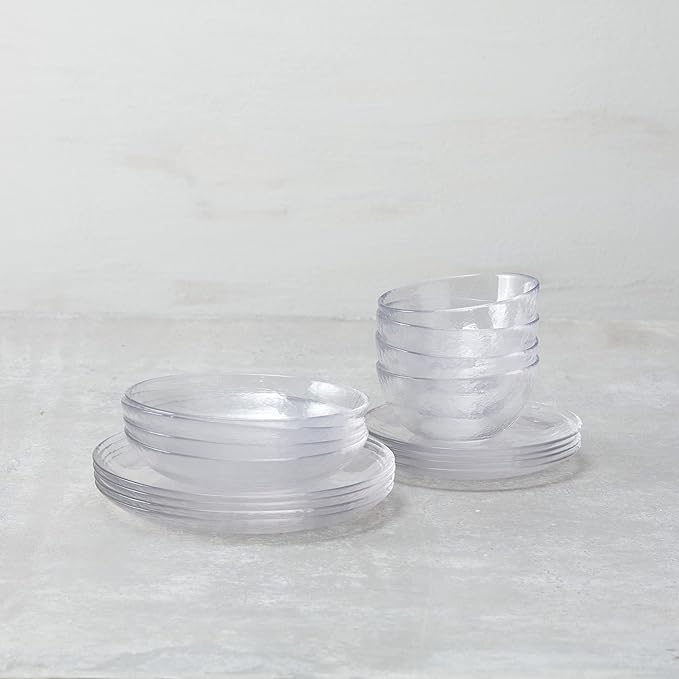 Fortessa Los Cabos Glass Dinnerware Collection Dinner Plate (Set of 4) 10.5 Inch Clear