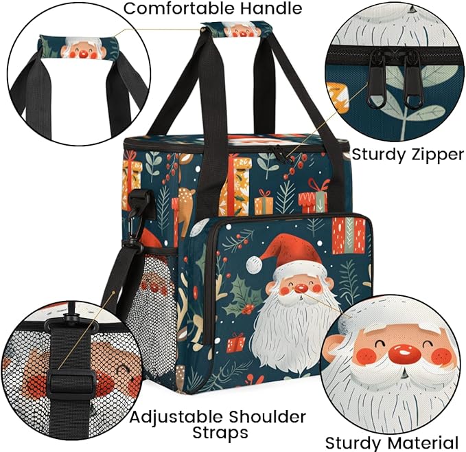 Glowing Santa Claus Coffee Maker Carrying Bag Portable Travel Storage Tote Bag Compatible with K-Mini or K-Mini Plus Single Serve Coffee Brewer Carrying Case with Multiple Pockets &amp Shoulder Str