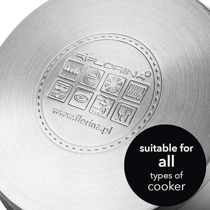 FLORINA Pot set OLIVER | 4-piece set | Stainless steel 18/0 | Tempered glass lids | Suitable for induction gas electric ceramic | Dishwasher safe | Complete set for all stoves