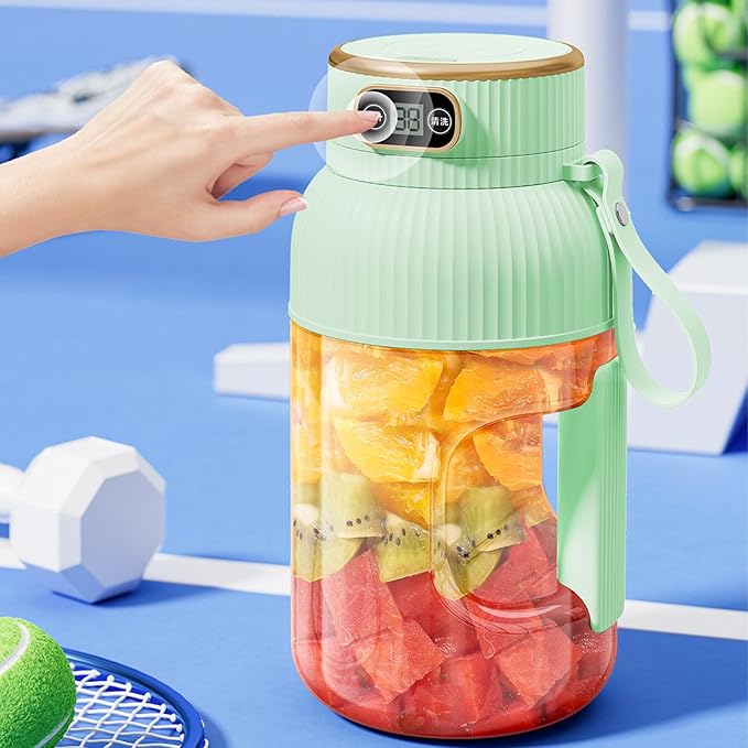 Portable Juicer Cup 150W 1200ml Mini Travel Blender with Detachable Design and Overload Prevention for Gym Home Office Sports Use (Green)