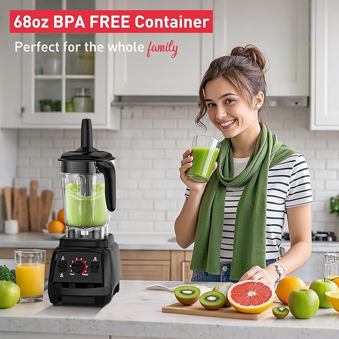 Smoothie Blender 1800W Countertop Professional Blender Juicer for Kitchen Ice Crusher or Juice Milkshake Dessert