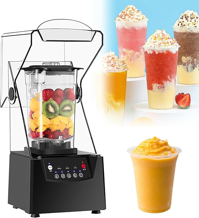 Smoothie Maker Blender 2L Commercial Stand Mixer with Sound Enclosure 17000rpm Ice Crusher Silent Broken Wall Cooking Machine for Fruit Drinks with Cover High Speed Powerful
