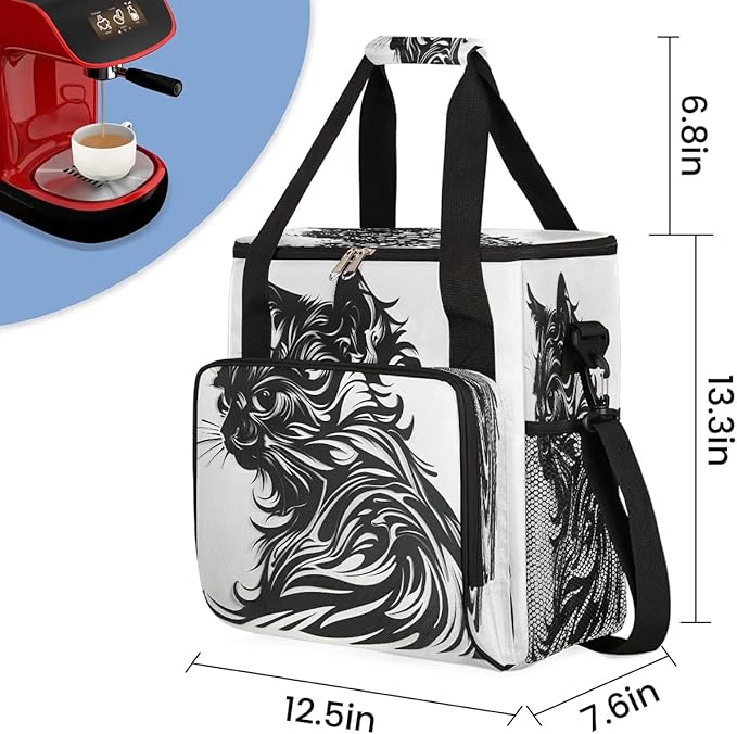 Animals Black Cats Coffee Maker Carrying Bag for Keurig K-Mini or K-Mini Plus Storage Portable Coffee Maker Travel Bag