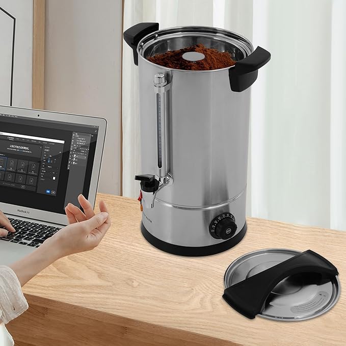 Coffee Urn 50 Cup Coffee Percolator Commercial Coffee Maker 8L Stainless Steel Coffee Maker Hot Water Beverage Dispenser Electric Coffee Urn For Catering Wedding Party