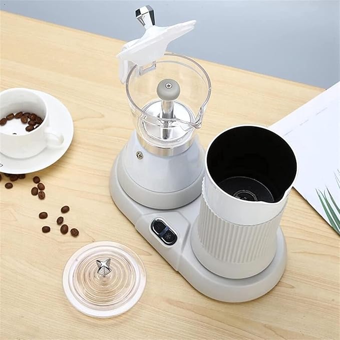 Coffee Maker Household Mini Automatic Milk Foaming Machine Coffee Maker Slow Extraction Coffee Machine with Mocha Pot Intelligent Temperature Control Function (White)