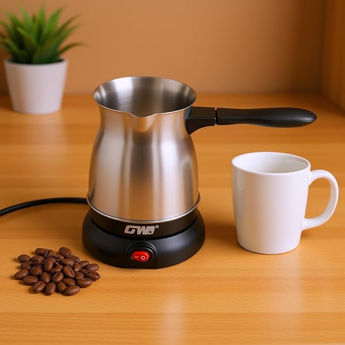 ZJchao Electric Turkish Coffee Pot Stainless Steel Coffee Maker with Manual Brewing Control for Personalized Flavor Compact Design for Home Travel Office