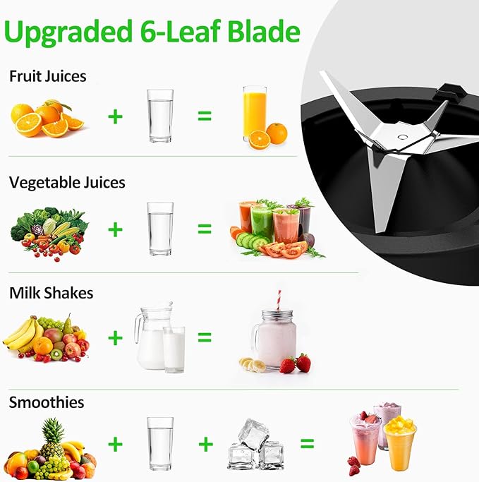 Smoothie Blender 1000W Professional Countertop Blenders with 48oz Glass Jar for Kitchen Shakes Ice Crusher Frozen Fruit