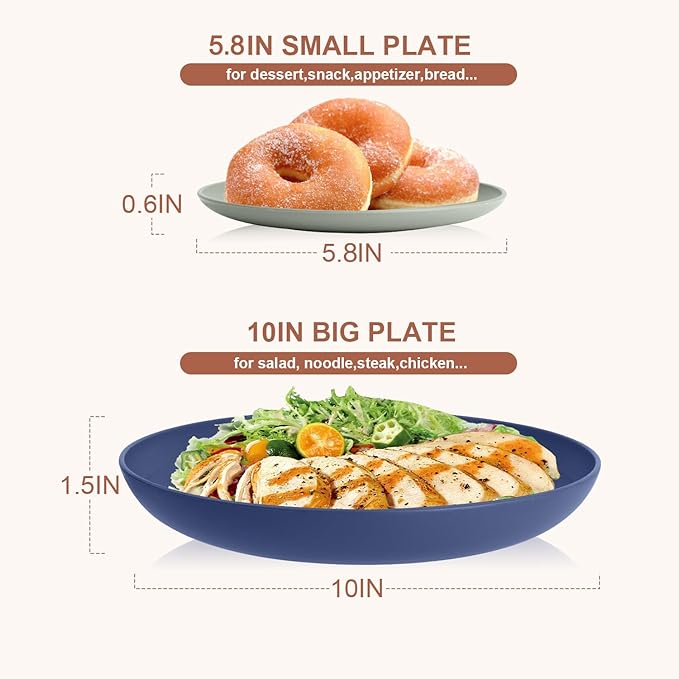 Wheat Straw Dishes Sets for 8 Reusable Plastic Dinnerware Sets 32-Piece Plates Set Bowls Set Tumblers Microwave Safe Plate and Bowl Set for DinnerKitchen Camping - Island Series