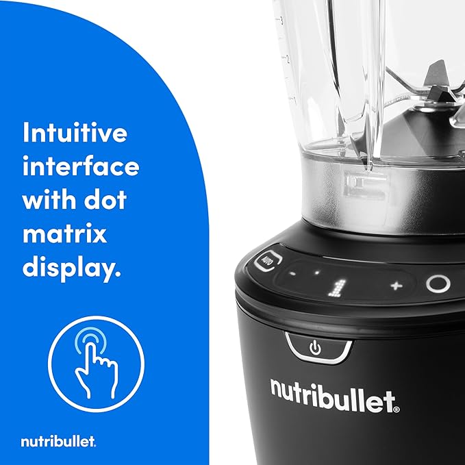nutribullet® SmartSense Blender Combo 1400W 64oz Pitcher 32oz &amp 24oz Cups 5-Speed Smoothies Ice and Frozen Fruit Nut Milk Soup Matte Black NBF50700AK