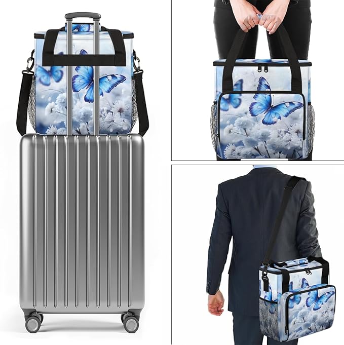 Flowers Butterfly Coffee Maker Carrying Bag Dreamy Butterfly Travel Storage Bag Compatible with K-Mini or K-Mini Plus Single Serve Coffee Brewer Carrying Case with Multiple Pockets &amp Shoulder St