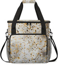 Glitter Coffee Maker Carrying Bag White Gold Portable Travel Storage Tote Bag Compatible with K-Mini or K-Mini Plus Single Serve Coffee Brewer Carrying Case with Multiple Pockets &amp Shoulder Stra