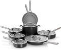 Ninja Ceramic Pro 14-Piece Cookware Set Non-Stick Pots &amp Pans Set with Glass Lids Nontoxic PTFE Free Ceramic Coated Oven Safe All Stovetops &amp Induction Compatible Black CW39014BK
