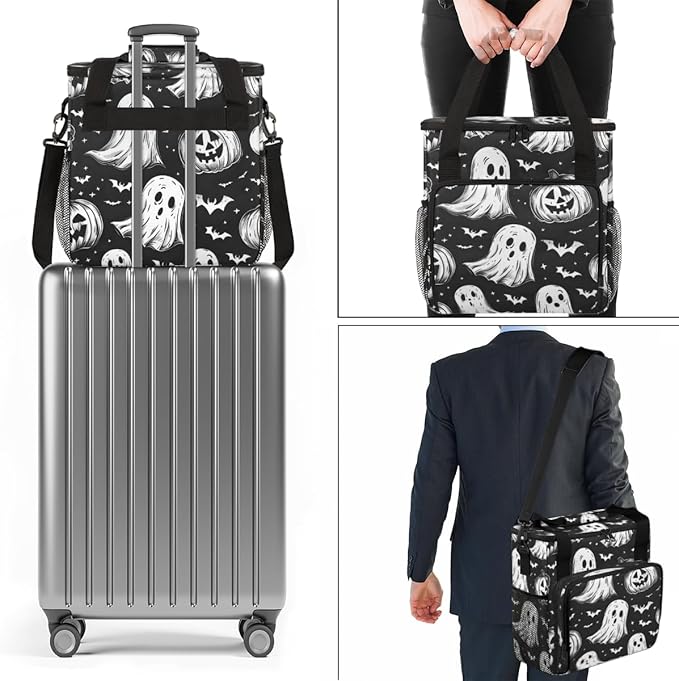 Gothic Pumpkin Coffee Maker Carrying Bag Magical Pumpkin Travel Storage Bag Compatible with K-Mini or K-Mini Plus Single Serve Coffee Brewer Carrying Case with Multiple Pockets &amp Shoulder Strap