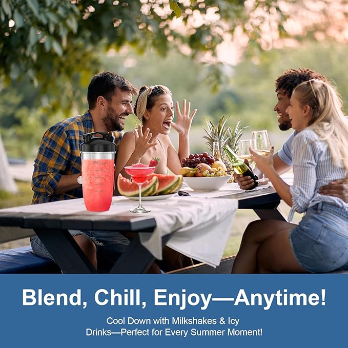 12-Piece Smoothie Blender Maker 25000 RPM Personal Blender for Ice Crushing Smoothies &amp Frozen Drinks Nuts with 23oz 32oz 37oz Portable Cups Two 6-Leaf Stainless Steel Blades Silver