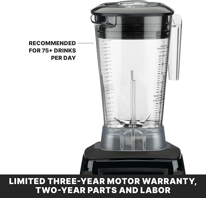Waring Commercial MX1050XTX 3.5 HP Blender with Electronic Keypad Controls Pulse Feature and a 64 oz. BPA Free Copolyester Container 120V 5-15 Phase Plug