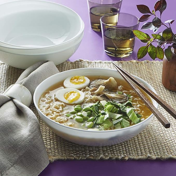 Corelle 18 Piece Wildflower Glass Dinnerware Set Service for 6 &amp 4 Piece White Glass Meal Bowl Set Service for 4