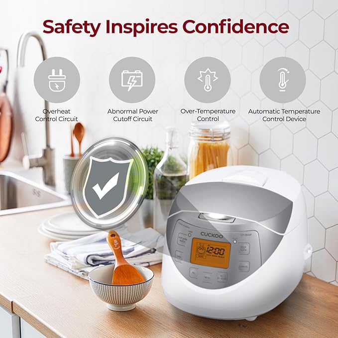 CUCKOO Micom Rice Cooker 6 Cup Uncooked / 12 Cup Cooked Korean Fuzzy Logic Rice Cooker with Delay Timer &amp Keep Warm Setting Versatile Food Steamer with Non-Stick Inner Pot Silver (CR-0632F)