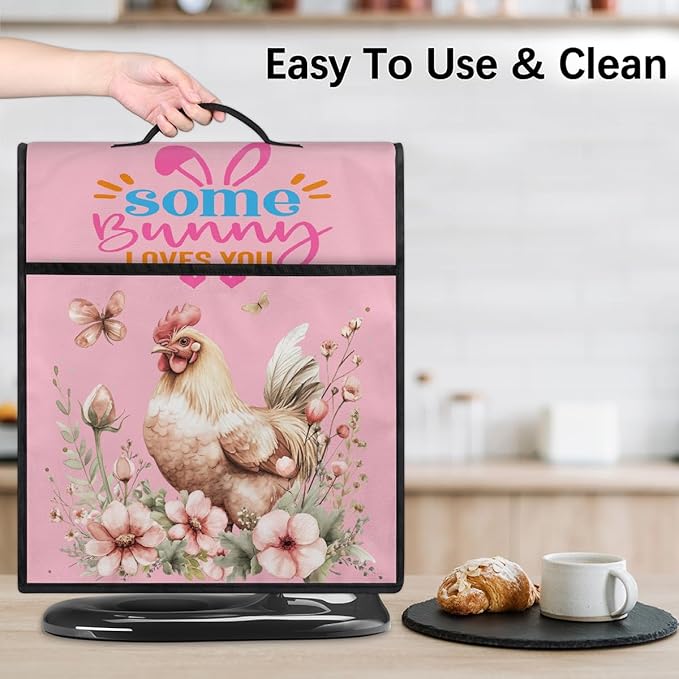 Kitchen Aid Mixer Cover Rooster Flower Floral Butterfly Stand Mixer Cover Compatible with 6-8 Quarts Stand Mixers Dust Covers with Zipper Pocket Foldable Washable Kitchen Aid Organizer Bag