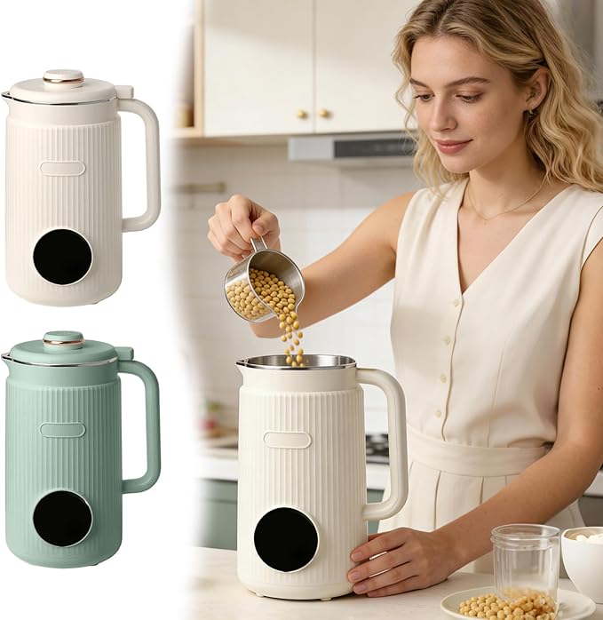 Nut Milk Maker Machine 8 in 1 Soy Milk Maker with 12 Hour Timer Keep-Warm Function Self Cleaning Automatic Plant Based Milk Maker Blender for Almond Oat Coconut Juice Cream (Green)