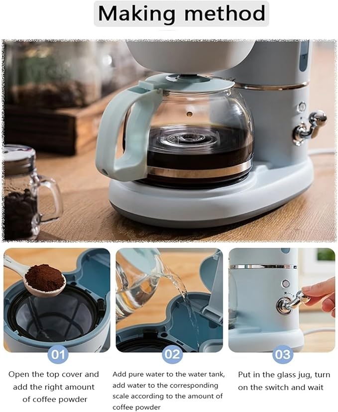 600ML Mini American Coffee Machine Fully Automatic Drip Coffee Maker Bubble Tea Maker for Household And Office 220V(Brown 220V)