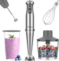 Immersion Blender 1000W Anti-scratch 5-in-1 Hand Blender Upgraded 12 Speed Stainless Steel Blade Stick Blender with Turbo Mode 20oz Beaker 17oz Chopping Bowl Whisk BPA-Free