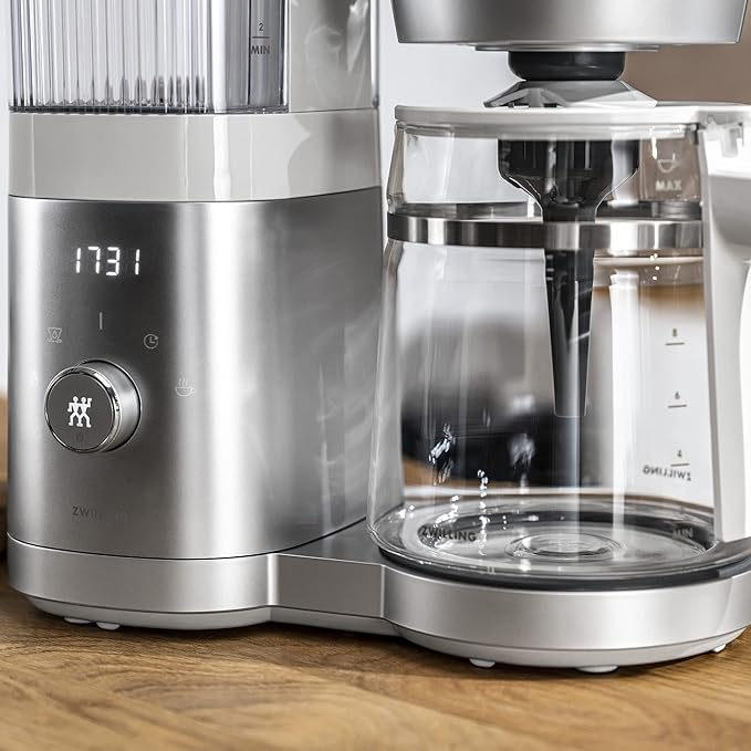 ZWILLING Enfinigy Glass Drip Coffee Maker 12 Cup Awarded the SCA Golden Cup Standard Silver