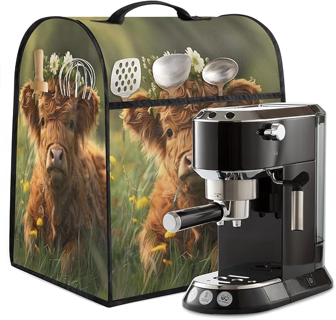 cfpolar Kitchen Aid Mixer Cover Compatible with 6-8 Quarts Animal Highland Cattle Flower Stand Mixer Cover Kitchen Aid Mixers Accessories Appliance Organizer Bag Dust Covers with Zipper Pocket