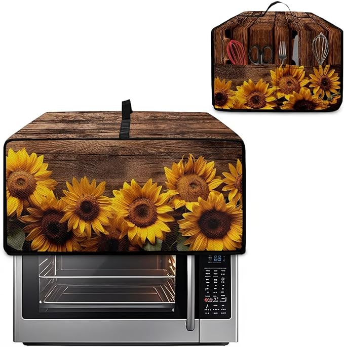 Doojoayie Sunflower Toaster Cover 6 Slice Kitchen Appliance Covers 19.7x16x 10 Small Appliance Dust Protector with Top Handle Easy to Storange