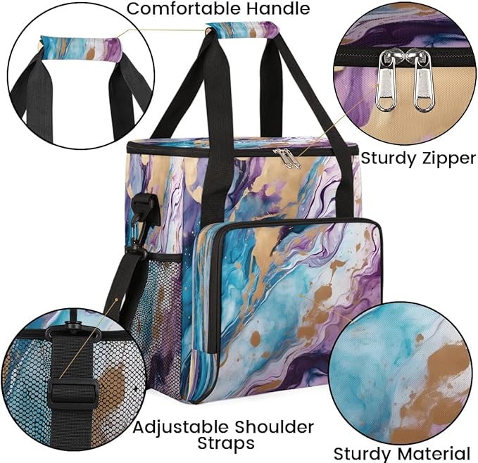 Marble Purple Blue Coffee Maker Travel Bag for K-Mini or K-Mini Plus Single Serve Coffee Brewer Portable Storage Tote Case for Tarvel