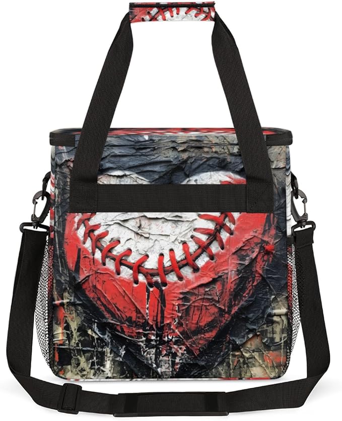 Heart Baseball Coffee Maker Carrying Bag Cute Baseball Travel Storage Bag Compatible with K-Mini or K-Mini Plus Single Serve Coffee Brewer Carrying Case with Multiple Pockets &amp Shoulder Strap