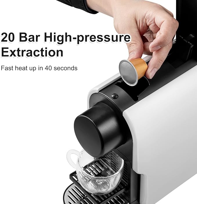 Mini Espresso Machine Compatible for NS Original Line Pods Compact Capsule Coffee Maker with 20 Bar High Pressure Pump 22 oz Removable Water Tank