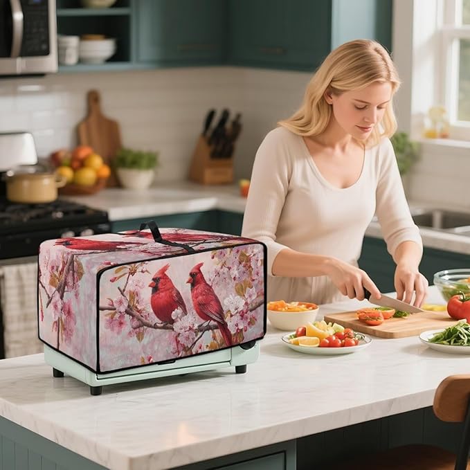 Air Fryer Toaster Smart Oven Dust Cover Cardinal Flower Printed Toaster Oven Cover with Side Pockets for Kitchen Counter Washable Machine M