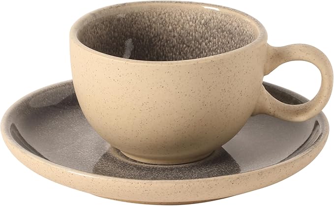 Gibson Elite Manila Bay 8-Piece Stoneware 5 oz Cup and Saucer Set Reactive Glaze Espresso &amp Coffee Cups with Saucers Assorted Colors