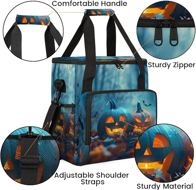 Abstract Pumpkin Coffee Maker Carrying Bag Bright Pumpkin Travel Storage Bag Compatible with K-Mini or K-Mini Plus Single Serve Coffee Brewer Carrying Case with Multiple Pockets &amp Shoulder Strap