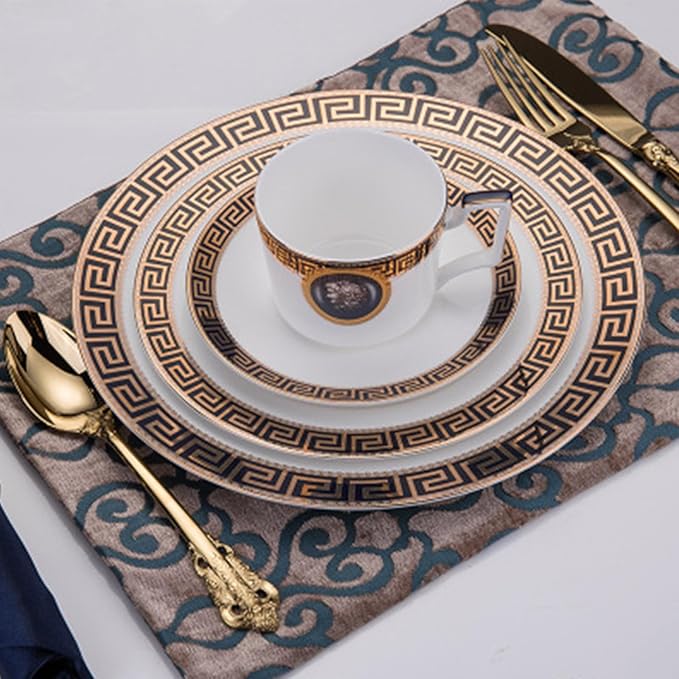 European Style Dinnerware Set Service for 4 Bone China Dinnerware Sets Unbreakable Porcelain Dinner Sets Coffee Cup and Saucer Tableware Set Steak Dinner Plates Dish Set Blue Song-3