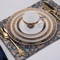 European Style Dinnerware Set Service for 6 Bone China Dinnerware Sets Unbreakable Porcelain Dinner Sets Coffee Cup and Saucer Tableware Set Steak Dinner Plates Dish Set Blue Song-3