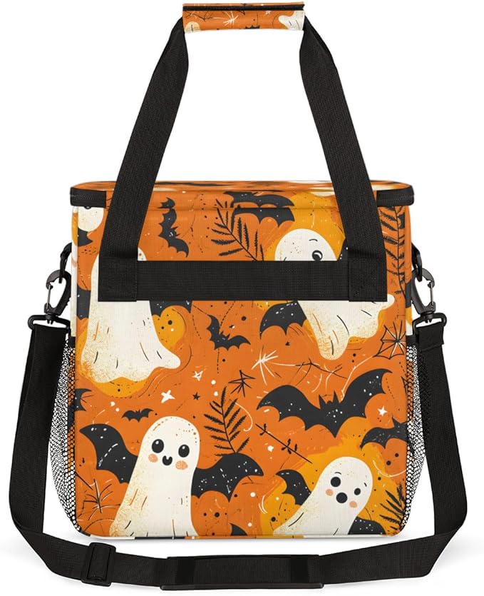 Spooky Ghosts Coffee Maker Carrying Bag Bright Ghosts Travel Storage Bag Compatible with K-Mini or K-Mini Plus Single Serve Coffee Brewer Carrying Case with Multiple Pockets &amp Shoulder Strap