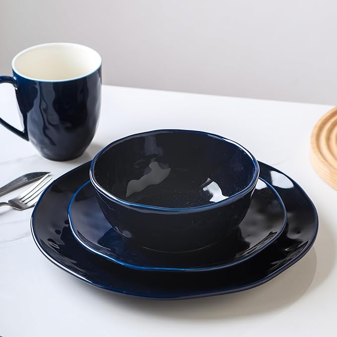 Stone lain Ivy Porcelain Dinnerware Set 24-Piece Service for 6 Navy Blue