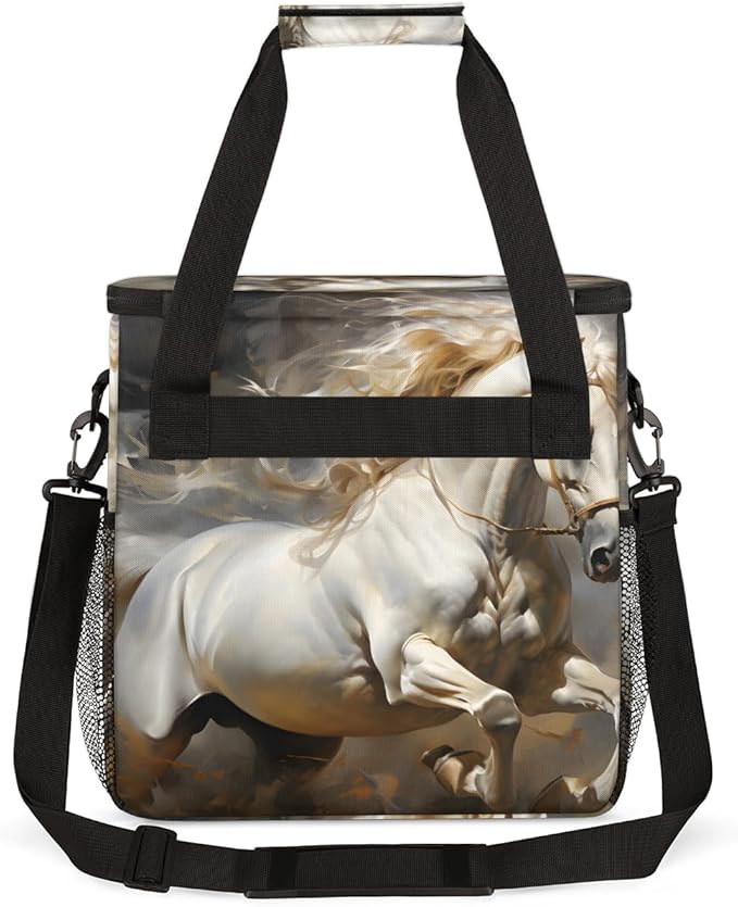 White Horse Coffee Maker Carrying Bag Portable Travel Storage Tote Bag Compatible with K-Mini or K-Mini Plus Single Serve Coffee Brewer Carrying Case with Multiple Pockets &amp Shoulder Strap