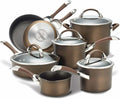 Circulon Symmetry Dishwasher Safe Hard Anodized Nonstick Cookware Pots and Pans Set 11-Piece Chocolate
