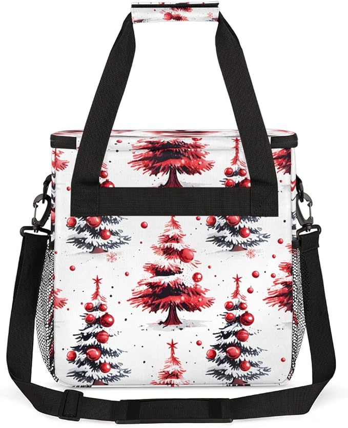 Glitter Tree Xmas Coffee Maker Carrying Bag Portable Travel Storage Tote Bag Compatible with K-Mini or K-Mini Plus Single Serve Coffee Brewer Carrying Case with Multiple Pockets &amp Shoulder Strap