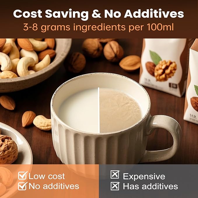 8 IN 1 Nut Milk Maker Machine 40OZ Capacity Homemade Almond Oat Coconut Plant Based Milks&amp Non Dairy Beverages Automatic Pure Copper Motor Soy Milk Maker Blender with Delay Start/Boil Water