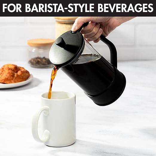 Primula French Press Coffee Maker Heat Resistant Borosilicate Glass with Stainless Steel Filters 8 Cup 34 oz Black